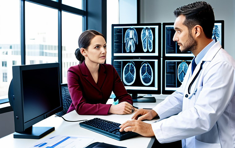 의학 논문 작성법 - "A detailed diagram illustrating medical research methods, surrounded by fully clothed medical stude...