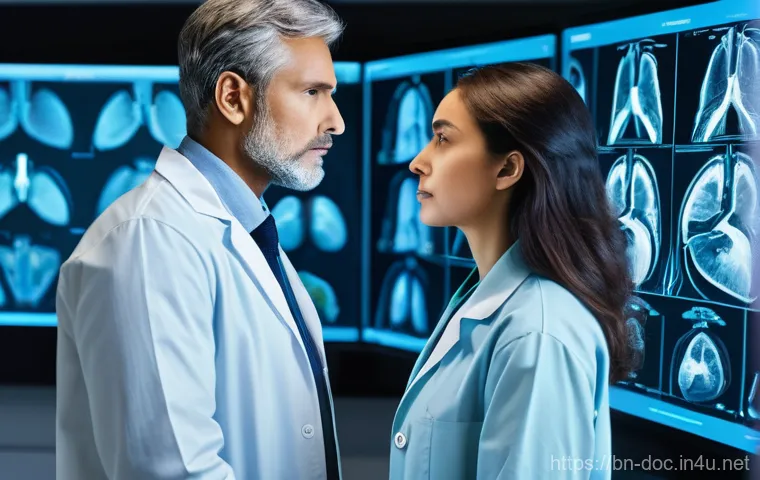 의학 연구와 실무의 연결점 - **AI-Assisted Precision Diagnosis:**
    "A team of diverse healthcare professionals, including a ra...