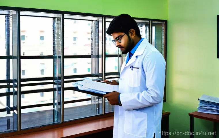 의사 자격증 관련 규정 - **Prompt:** A determined young Bengali doctor, dressed in a crisp white lab coat over professional a...