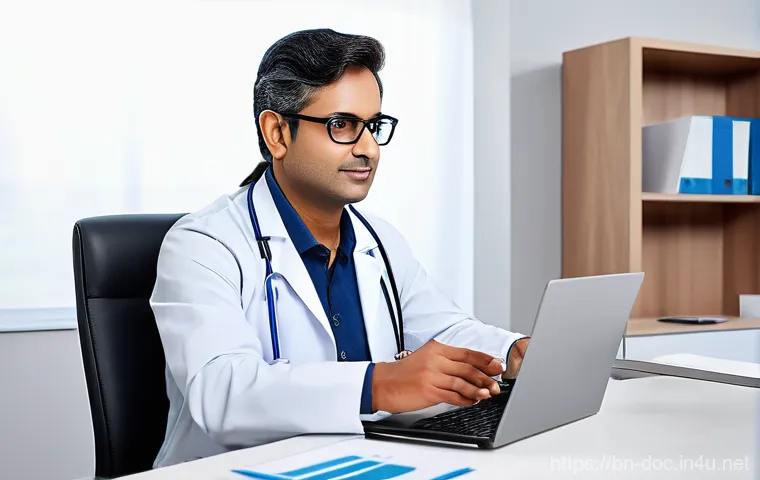 의사 자격증 관련 규정 - **Prompt:** A determined young Bengali doctor, dressed in a crisp white lab coat over professional a...
