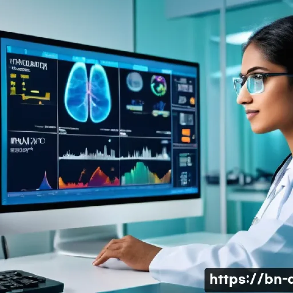 의사 커리어 업그레이드 과정 - A modern medical laboratory scene featuring a skilled Bengali doctor wearing professional attire and...