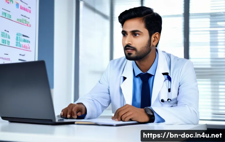 의사 연봉 협상 실패 사례 - A confident Bengali male doctor in his early 30s, wearing professional medical attire including a wh...