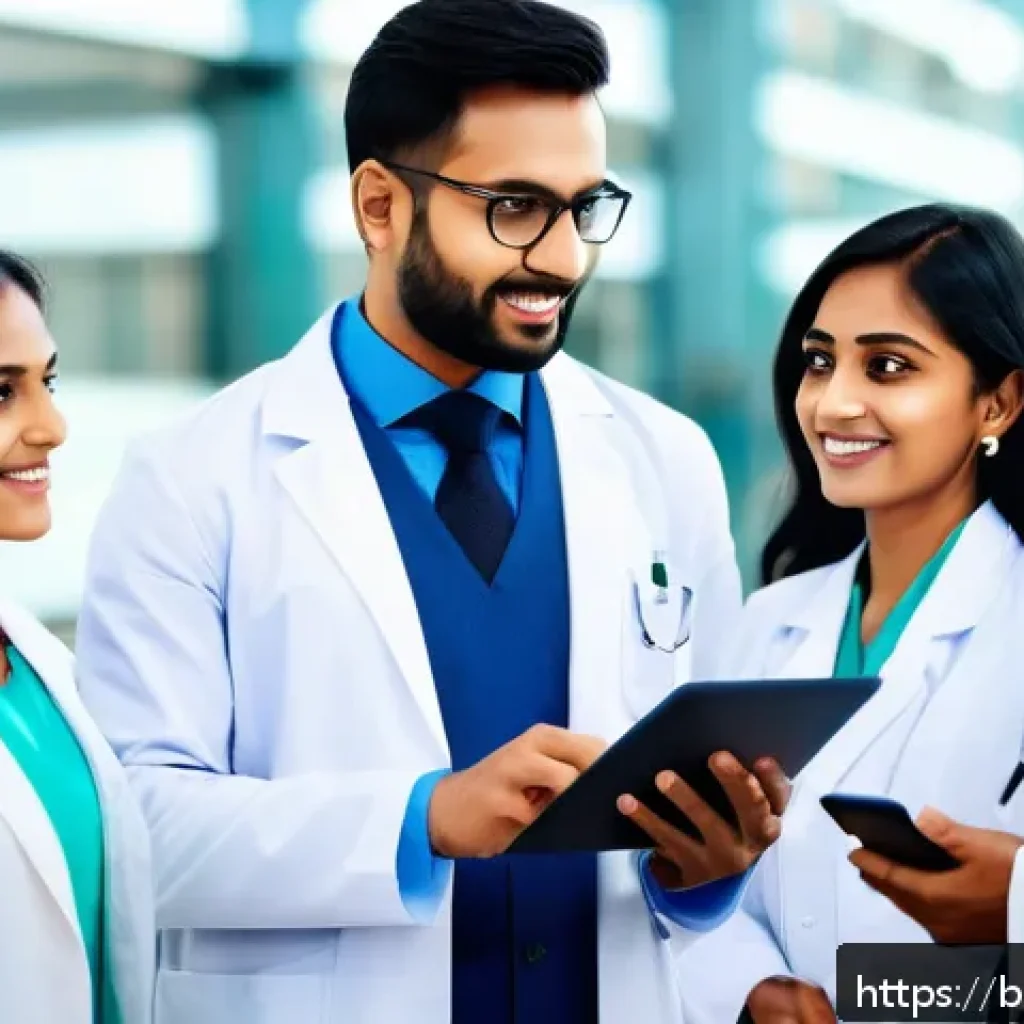 의사 네트워킹 전략 - A professional networking scene among Bengali doctors in a modern conference setting, featuring dive...