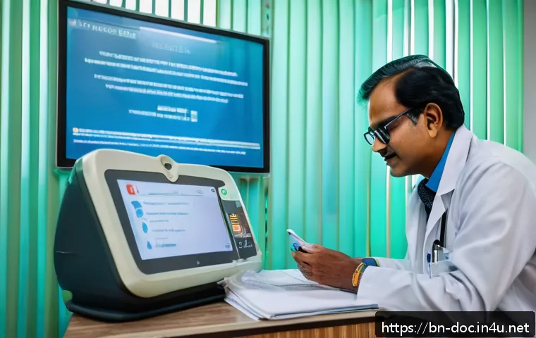 의료 현장에서 겪는 사례 정리 - A modern healthcare clinic in Bangladesh showcasing the seamless use of digital health records (EHR)...