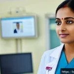 의료직에서 리더십 기르기 - A compassionate Bengali healthcare leader in a modern hospital setting, wearing professional attire ...